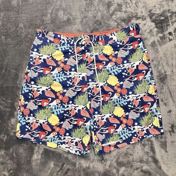 Nautica Mens Sz XL Tropical Fish Coral Aquarium Lined Swim Trunks Board Shorts - Picture 2 of 13